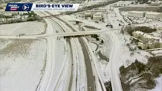 DFW Weather: A bird's-eye view of North Texas still under a thick coat of ice & snow (Jan. 26, 2026)