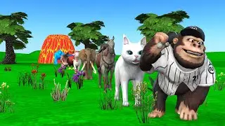 Paint & Animals Cat, Pig, Rabit Buffalo, Lion Fountain Crossing Transformation Animal Cartoon - P1