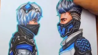 DRAWING COBRA BUNDLE || ARCTIC BLUE BUNDLE IN FREE FIRE #short #freefire #drawing #freefiredrawing