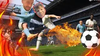 Ben op een camping en speel een potje voetbal