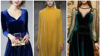 Stunning And Stylish Simple Plain Velvet Dress Design Ideas /Fashion Beauty Corner