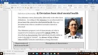 Year 12 PSYCHOLOGY - MR MALTBY - Definitions of Abnormality
