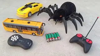 Smoke spray spider, Rc school bus 🚌 Rc robot car unboxing and testing