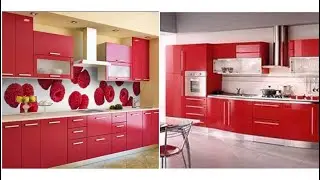 Modular Kitchen design| red and white colour combination kitchen | Latest modular kitchen design||