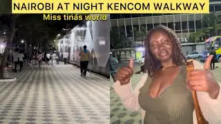 Потрясающий вид на пешеходную зону KENCOM WALKWAY в Найроби ночью: наслаждайтесь ночной жизнью об...