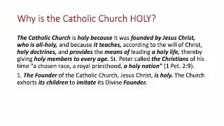 My Catholic Faith - Lesson 53 - The Catholic Church: Unity and Holiness