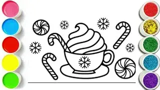 How to paint a hot Chocolate Christmas Coloring pages for kids & Toddlers Child art 