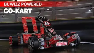 BuWizz Go-kart made of LEGO&reg; bricks on WOOP karting racetrack