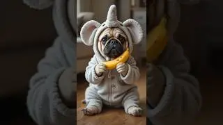 Kuku pug eating Banana ☺️ #kukutv1209 #aianimals #cutedog #cuckootv #puglife #aipugstory