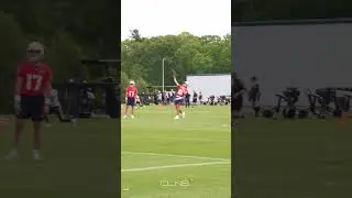 Drake Maye to DeMario Pop Douglas at Patriots OTA&rsquo;s today.