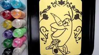 Sand coloring Disney Frozen animation character / sand painting and learn colour