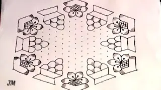19*10 dots rangoli|creative ugadhi special chukkala muggu|simple Pulli kolam|BY JM CREATIONS