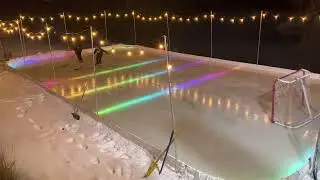 RGBW lights and some fun on outdoor hockey rink.