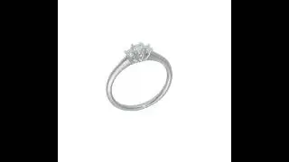 0.13ct. CZ Solid Real 14K White Gold 3-Stone Engagement Ring