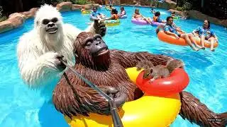 Crowd Reaction When Bigfoot & Yeti Showed Up at a Waterpark 😱
