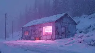 Ethereal Crimson Glow Cabin ❄️ Lofi Beats for Deep Sleep (1 Hour)