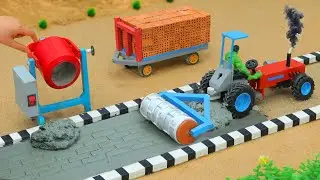 DIY tractor mini concrete mixer road roller for making modern concrete road Construction scie