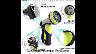 EOOIO 25FT Garden Hose, Water Hose with 100% Solid Brass Valve 9 Function Hose Nozzle