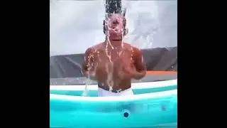 Crazy water aerobics , girl rolling down the hill