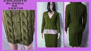 FALDA A DOS AGUJAS,CONJUNTO CON SUÉTER BLONDA.. sencillo y elegante de vestir 🥰👉🔔👍.      suscribete