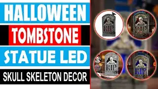 Светодиодная статуя-надгробие на Хэллоуин 🎃 Декор в виде черепа-скелета