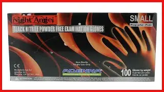 Adenna NGL222 Night Angel 4 mil Nitrile Powder Free Exam Gloves Black, Small Box of 100