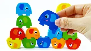 Learn Color Name with an Elephant Toys! Building a tower with an Elephant