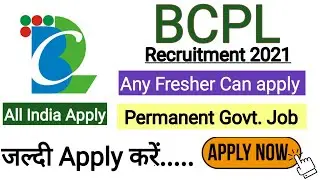 Bcpl recruitment 2021| ITI/Diploma/Degree| Fresher Apply|Recruitment 2021|BCPL Vacancy 2021|PSU Jobs