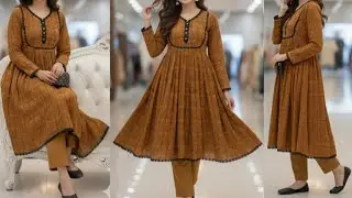 Unique plated frock with round designing with lace/trending round neck design frock with plates |AD1