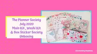 The Planner Society July 2020 Main Kit, Washi Kit & Box Sticker Society Unboxing