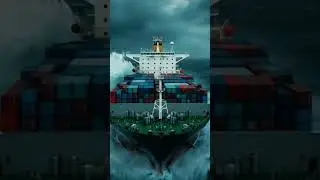 Massive Container Ship Battles Towering Ocean Wave