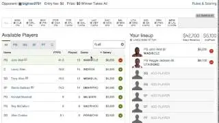 FanDuel Optimal Lineup November 26 2014