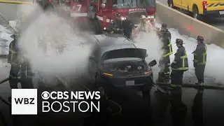 Mass. Pike westbound reopens after car fire causes major traffic backup