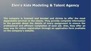 Elen's Kids Modeling And Talent Agency - An Ideal Destination For Kids To Display Their Talent