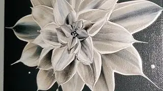 Mesmerizing MONOCHROMATIC Flower Art - Oddly Satisfying Acrylic Pour Painting #fluidart