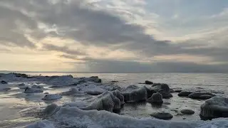 Frozen Ocean Calm ❄️ Icy Winter Shoreline in 4K | 1 Hour Relaxing Sea Ambience