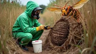 Giant Wasp Nest Found in Grassland &ndash; Easiest Wasp Nest Removal