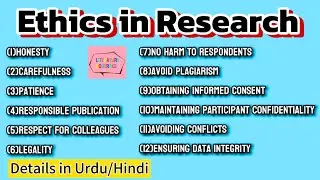 Ethics in Research|Ethical Principles in Research details and explanation in Urdu Hindi