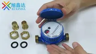 DN15 blue copper single flow rate mechanical water meter installation video introduction
