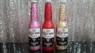 DIY GLITTER CORONA BEER BOTTLES