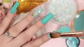 Diseño con Glitter en Tonos Verde Menta 🌸🌸