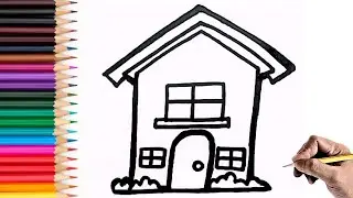 How to draw house step by step for kids and toddlers | drawing and colouring