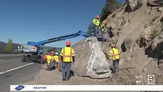 Big boulder blasted near Butte