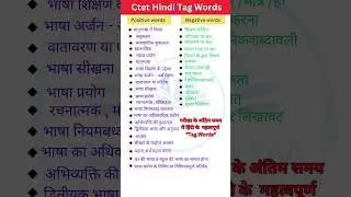 Ctet Hindi Tag words #hindi tag words#tag words #ctet #shorts
