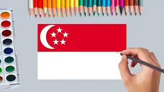 How to draw the National Flag of Singapore | Singapore Flag coloring