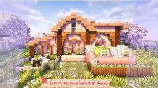 Minecraft | How to Build a Cherry Blossom Survival House 🌸₊˚✿.ೃ࿔*:･🌸