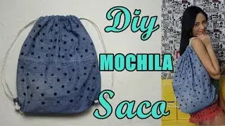 Como fazer Mochila Saco Jeans com reutilização de pernas de calça Diy - Especial #14
