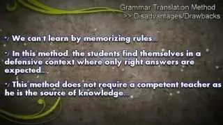 The Grammar Translation Method GTM