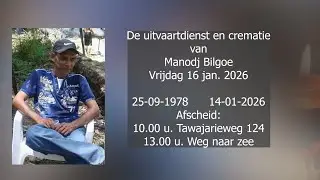 De uitvaartdienst en crematie van Manodj Bilgoe. Vrijdag 16 jan. 2026.