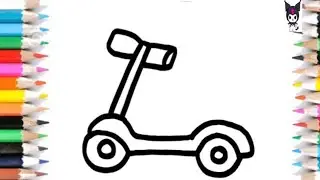 How to draw scooter drawing Easy ,Step by step Scooter draw, Bike Drawing Coloring Painting for kids